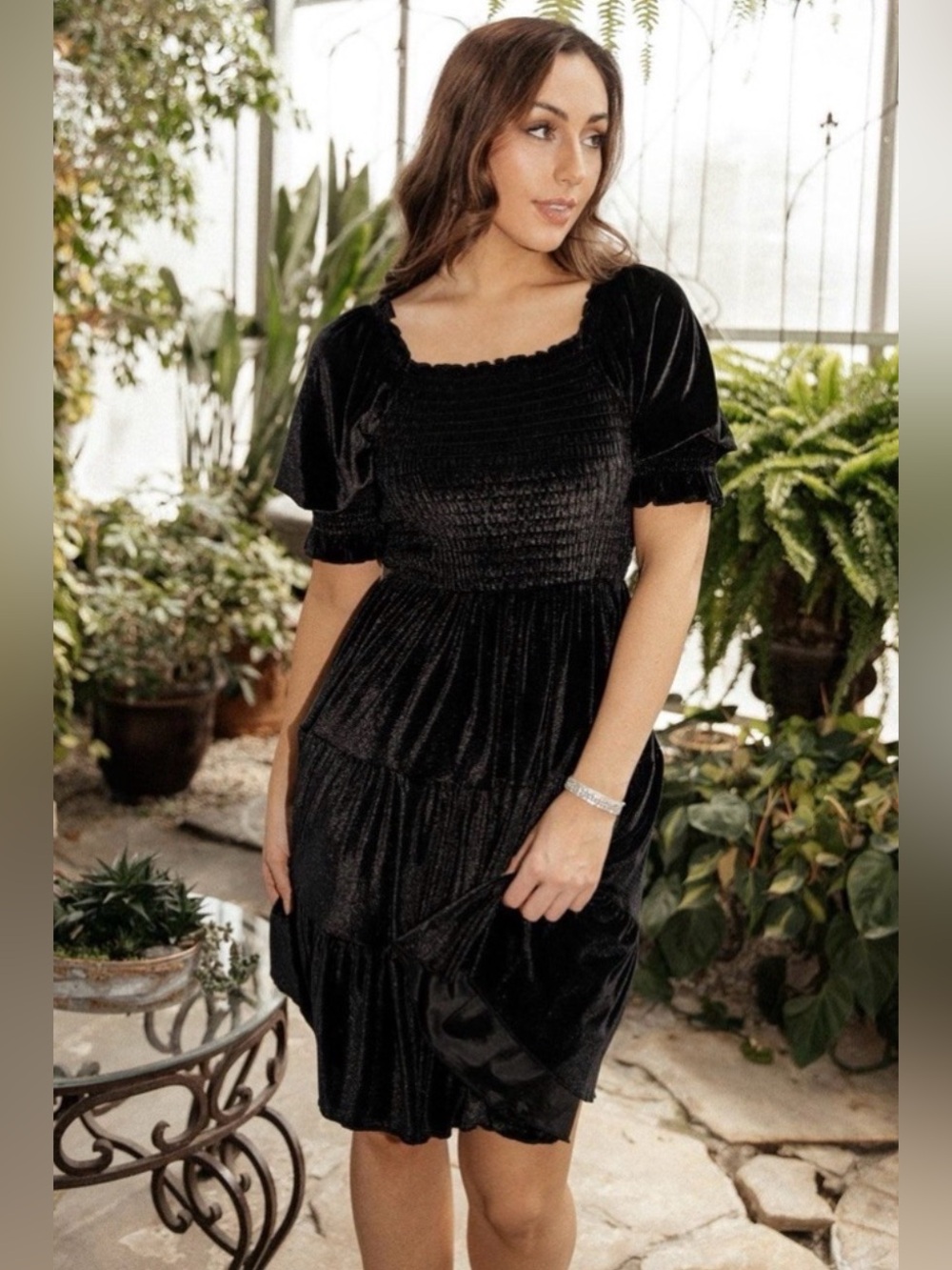 Baltic Born Bliss Smocked Velvet Short Dress NWT
